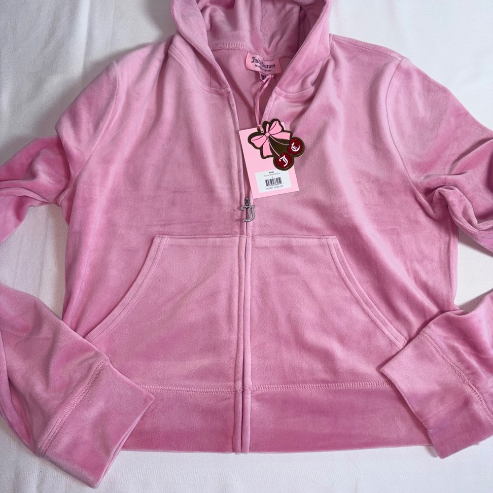 Juicy Couture Velour Tracksuit Large Rose Pink NEW Rhinestone Logo Y2K Set - Picture 4 of 11